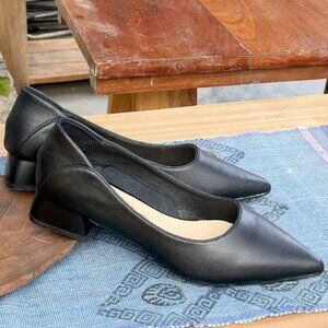 Black Pointed Toe Block Heel Pumps 👠